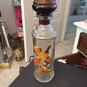 Vintage Glass Decanter w/ Flying Pheasant Design from Stitzel Weller Distillery